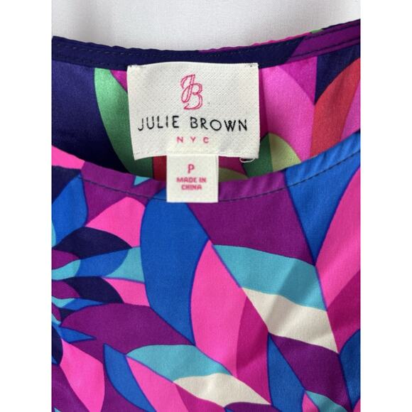 Julie Brown NYC Colorful Mod Silk Peplum Preppy Tank Size Small - Picture 5 of 6